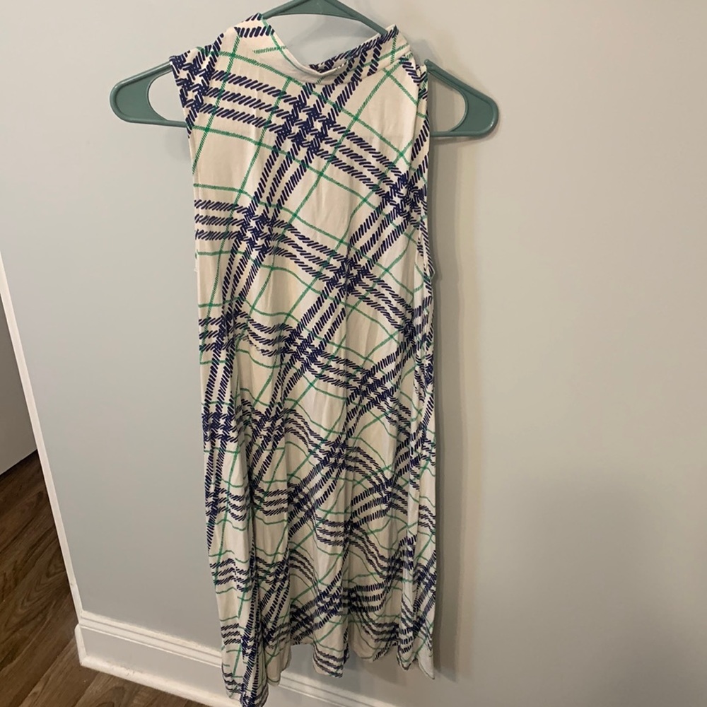 Charming Charlie’s Navy, Green, & White Heck Neck Tank Dress